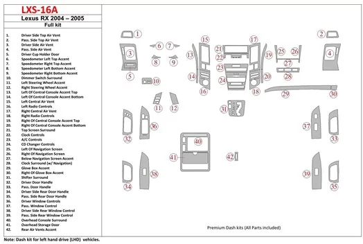 Lexus RX 2004-2005 Voll Satz BD innenausstattung armaturendekor cockpit dekor Lexus RX 2004-2005 Voll Satz BD innenausstattung armaturendekor cockpit dekor