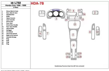Honda Civic 1996-1998 2 Doors, Voll Satz, 20 Parts set BD innenausstattung armaturendekor cockpit dekor