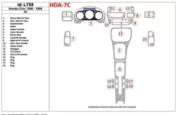 Honda Civic 1996-1998 DX, 18 Parts set BD innenausstattung armaturendekor cockpit dekor