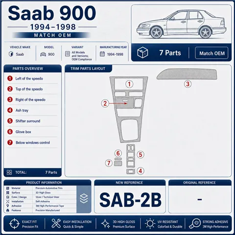 Saab 900 1994-1998 3D Cockpit Dekor Interieurleisten Set 7-teilig