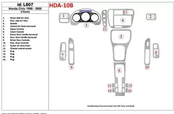 Honda Civic 1999-2000 2 Doors 16 Parts set BD innenausstattung armaturendekor cockpit dekor - 1- Cockpit Dekor Innenraum