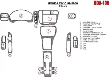 Honda Civic 1999-2000 2 Doors 16 Parts set BD innenausstattung armaturendekor cockpit dekor