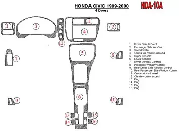 Honda Civic 1999-2000 4 Doors 16 Parts set BD innenausstattung armaturendekor cockpit dekor