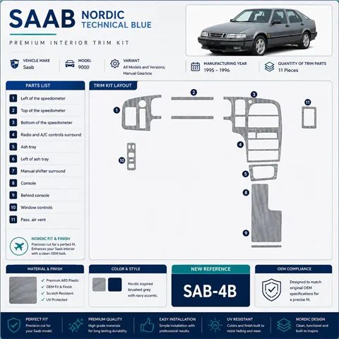 Saab 9000 1995-1996 3D Cockpit Dekor Interieurleisten Set 11-teilig