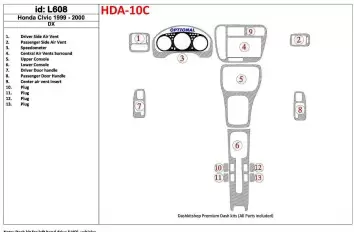 Honda Civic 1999-2000 DX, 13 Parts set BD innenausstattung armaturendekor cockpit dekor - 1- Cockpit Dekor Innenraum