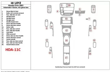 Honda Civic 2001-2001 Automatic Gearbox, 4 Doors, Without glowe-box, 20 Parts set BD innenausstattung armaturendekor cockpit dek