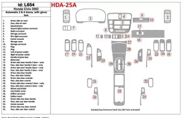 Honda Civic 2002-2002 Automatic Gearbox, 2 or 4 Doors, with glowe-box, 35 Parts set BD innenausstattung armaturendekor cockpit d