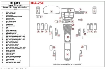 Honda Civic 2002-2002 Manual Gearbox, 2 or 4 Doors, Without glowe-box, 34 Parts set BD innenausstattung armaturendekor cockpit d