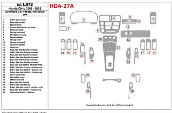 Honda Civic 2003-2005 Automatic Gear, 2 or 4 Doors, with glowe-box BD innenausstattung armaturendekor cockpit dekor - 1- Cockpit