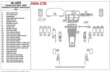 Honda Civic 2003-2005 Automatic Gear, 2 or 4 Doors, Without glowe-box BD innenausstattung armaturendekor cockpit dekor