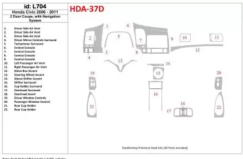 Honda Civic 2006-2011 2 Doors, With NAVI system BD innenausstattung armaturendekor cockpit dekor - 1- Cockpit Dekor Innenraum Honda Civic 2006-2011 2 Doors, With NAVI system BD innenausstattung armaturendekor cockpit dekor - 1- Cockpit Dekor Innenraum