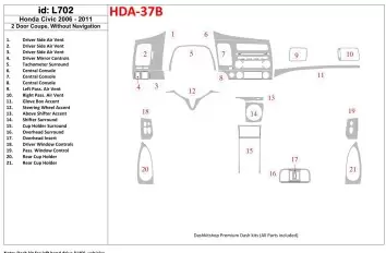 Honda Civic 2006-2011 2 Doors, Without NAVI system BD innenausstattung armaturendekor cockpit dekor - 2- Cockpit Dekor Innenraum