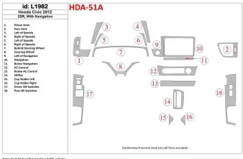 Honda Civic 2012-UP With NAVI BD innenausstattung armaturendekor cockpit dekor - 1- Cockpit Dekor Innenraum