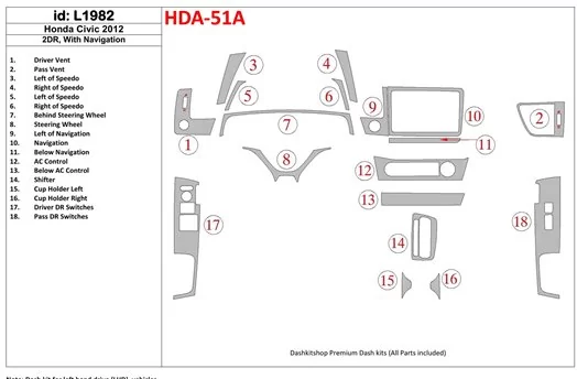 Honda Civic 2012-UP With NAVI BD innenausstattung armaturendekor cockpit dekor - 1- Cockpit Dekor Innenraum Honda Civic 2012-UP With NAVI BD innenausstattung armaturendekor cockpit dekor - 1- Cockpit Dekor Innenraum