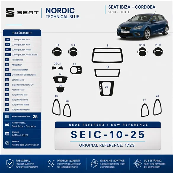 Seat Ibiza – Cordoba 2010-heute 3D Cockpit Dekor Interieurleisten Set 25-teilig