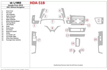 Honda Civic 2012-UP Without NAVI BD innenausstattung armaturendekor cockpit dekor - 1- Cockpit Dekor Innenraum