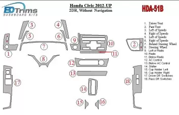Honda Civic 2012-UP Without NAVI BD innenausstattung armaturendekor cockpit dekor - 2- Cockpit Dekor Innenraum Honda Civic 2012-UP Without NAVI BD innenausstattung armaturendekor cockpit dekor - 2- Cockpit Dekor Innenraum