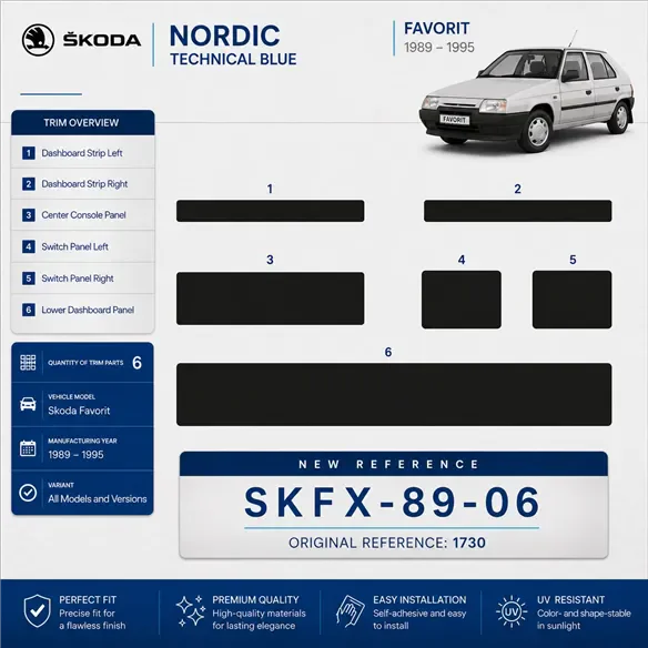 Skoda Favorit 1989-1995 3D Cockpit Dekor Interieurleisten Set 6-teilig