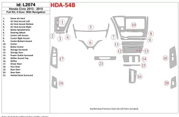 Honda Civic 2013-UP Voll Satz, 4 Doors, With NAVI BD innenausstattung armaturendekor cockpit dekor