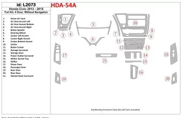 Honda Civic 2013-UP Voll Satz, 4 Doors, Without NAVI BD innenausstattung armaturendekor cockpit dekor - 1- Cockpit Dekor Innenra
