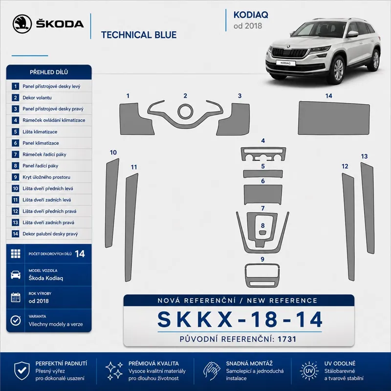 Skoda Kodiaq 2018 3D Cockpit Dekor Interieurleisten Set 14-teilig