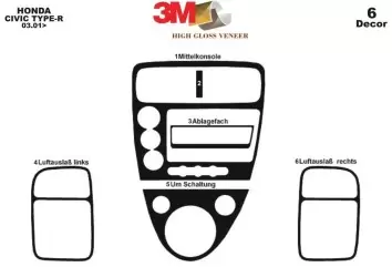 Honda Civic Type R 01-06 Mittelkonsole Armaturendekor Cockpit Dekor 6-Teilige - 2- Cockpit Dekor Innenraum Honda Civic Type R 01-06 Mittelkonsole Armaturendekor Cockpit Dekor 6-Teilige - 2- Cockpit Dekor Innenraum