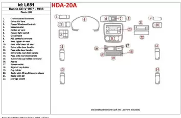 Honda CR-V 1997-1998 Grundset, 22 Pieces, BD innenausstattung armaturendekor cockpit dekor