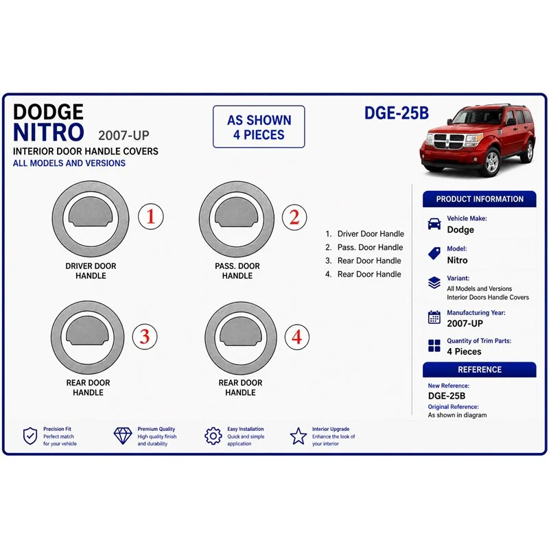 Dodge Nitro 2007+ Interior Doors H?le Covers 3D Armaturenbrett-Dekor-Set