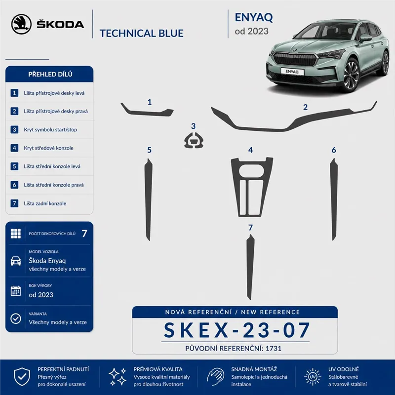 Skoda Enyaq 2023 3D Cockpit Dekor Interieurleisten Set 7-teilig