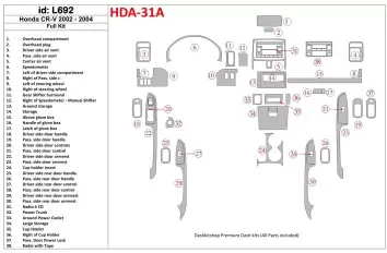 Honda CR-V 2002-2004 Voll Satz, 30 Parts set BD innenausstattung armaturendekor cockpit dekor