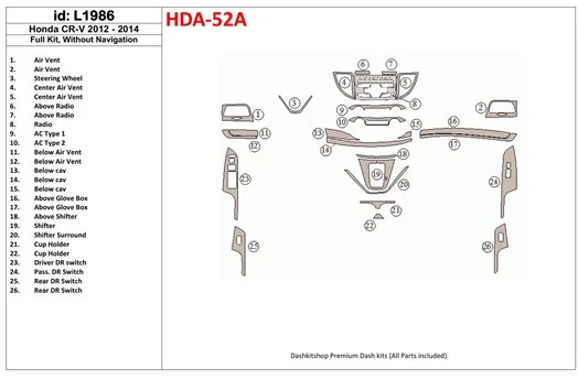 Honda CR-V 2012-UP Without NAVI BD innenausstattung armaturendekor cockpit dekor - 1- Cockpit Dekor Innenraum Honda CR-V 2012-UP Without NAVI BD innenausstattung armaturendekor cockpit dekor - 1- Cockpit Dekor Innenraum