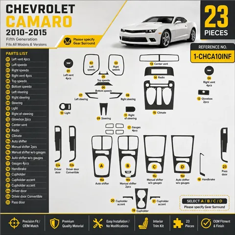 Chevrolet Camaro 2010-2015 3D Cockpit Dekor Interieurleisten Set 23-teilig