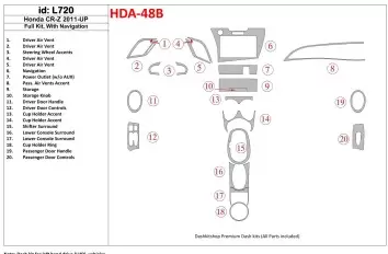 Honda CR-Z 2011-UP Voll Satz With NAVI BD innenausstattung armaturendekor cockpit dekor
