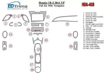 Honda CR-Z 2011-UP Voll Satz With NAVI BD innenausstattung armaturendekor cockpit dekor - 2- Cockpit Dekor Innenraum