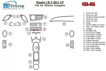 Honda CR-Z 2011-UP Voll Satz Without NAVI BD innenausstattung armaturendekor cockpit dekor - 2- Cockpit Dekor Innenraum