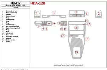 Honda CRX 1988-1989 Voll Satz BD innenausstattung armaturendekor cockpit dekor