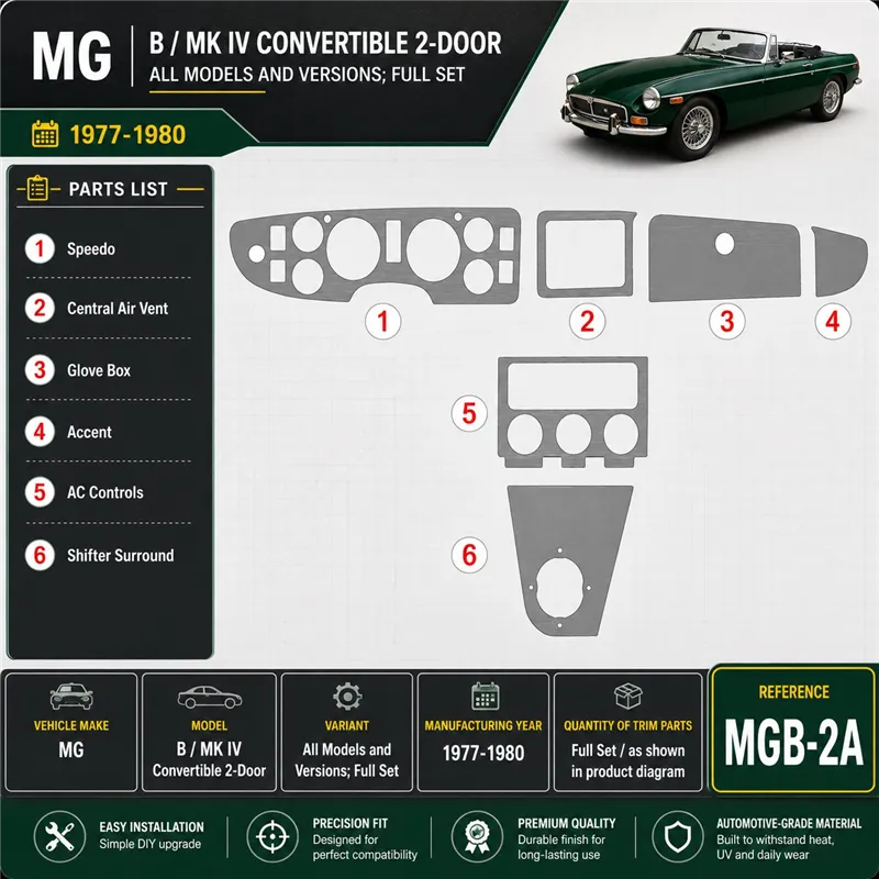MG B 1977-1980 3D Cockpit Dekor Interieurleisten Set Full Set / as shown in product diagram-teilig