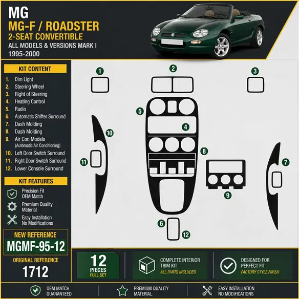 MG MG-F 1995-2000 3D Cockpit Dekor Interieurleisten Set 12-teilig