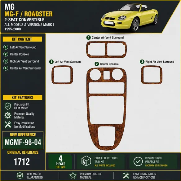 MG MG-F 1996-2000 3D Cockpit Dekor Interieurleisten Set 4-teilig