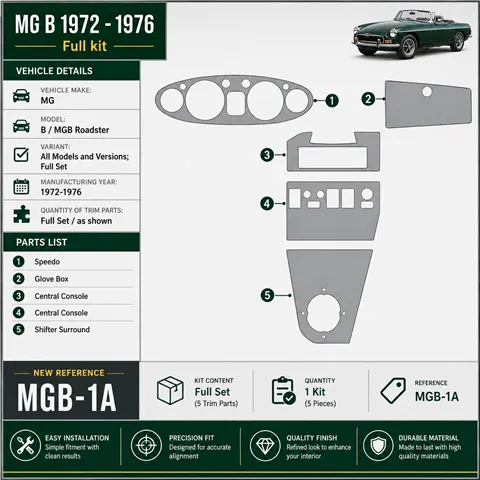 MG B 1972-1976 3D Cockpit Dekor Interieurleisten Set Full Set / as shown in product diagram-teilig 2