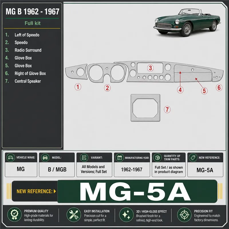 MG B 1962-1967 3D Cockpit Dekor Interieurleisten Set Full Set / as shown in product diagram-teilig