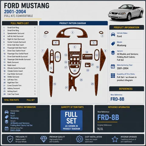 Ford Mustang 2001-2004 3D Cockpit Dekor Interieurleisten Set Full Set / as shown in product diagram-teilig