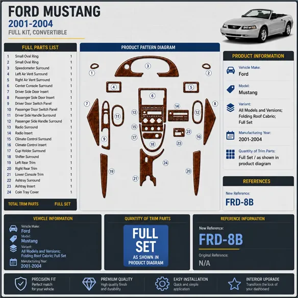 Ford Mustang 2001-2004 3D Cockpit Dekor Interieurleisten Set Full Set / as shown in product diagram-teilig