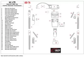 Audi Q7 2007-UP Voll Satz, Automatic Gear, Aluminum OEM BD innenausstattung armaturendekor cockpit dekor