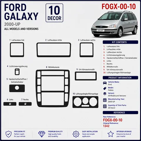 Ford Galaxi 2000-heute 3D Cockpit Dekor Interieurleisten Set 10-teilig 2
