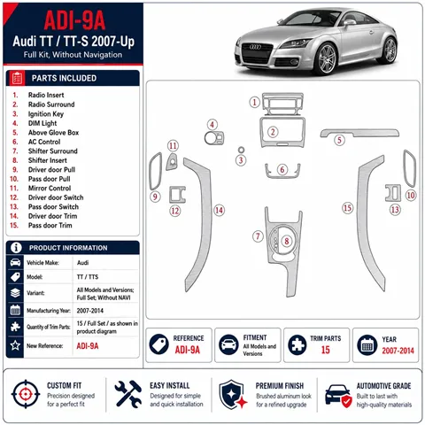 Audi TT 2007-2014 3D Cockpit Dekor Interieurleisten Set Full Set / as shown in product diagram-teilig