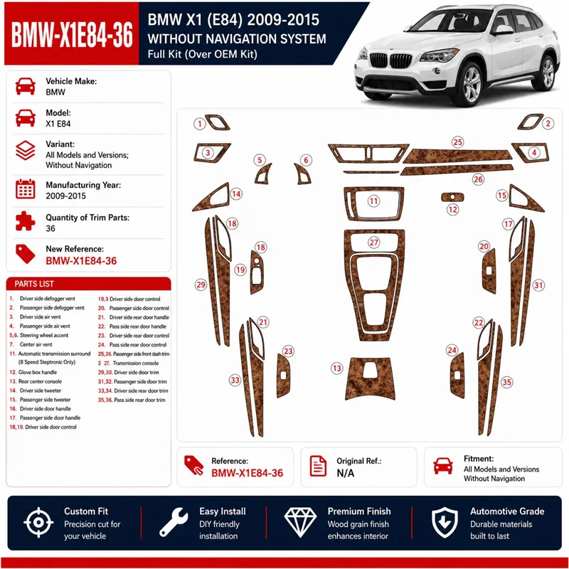 BMW X1 E84 2009-2015 3D Cockpit Dekor Interieurleisten Set 36-teilig