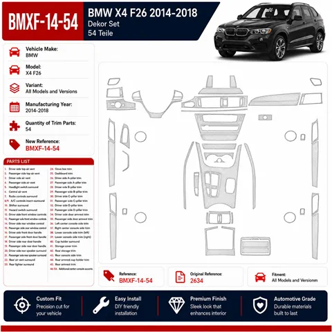 BMW X4 F26 2014-2018 3D Cockpit Dekor Interieurleisten Set 54-teilig