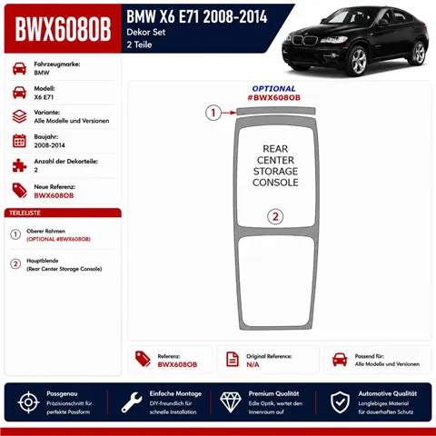 BMW X6 E71 2008-2014 3D Cockpit Dekor Interieurleisten Set 2-teilig