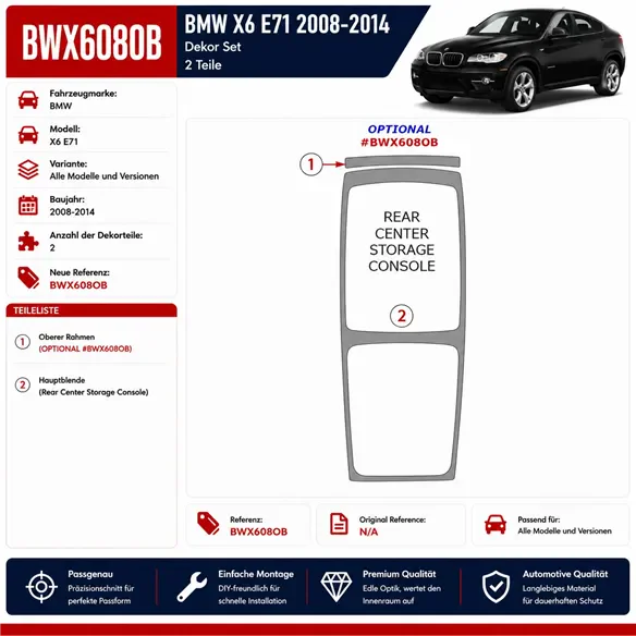 BMW X6 E71 2008-2014 3D Cockpit Dekor Interieurleisten Set 2-teilig